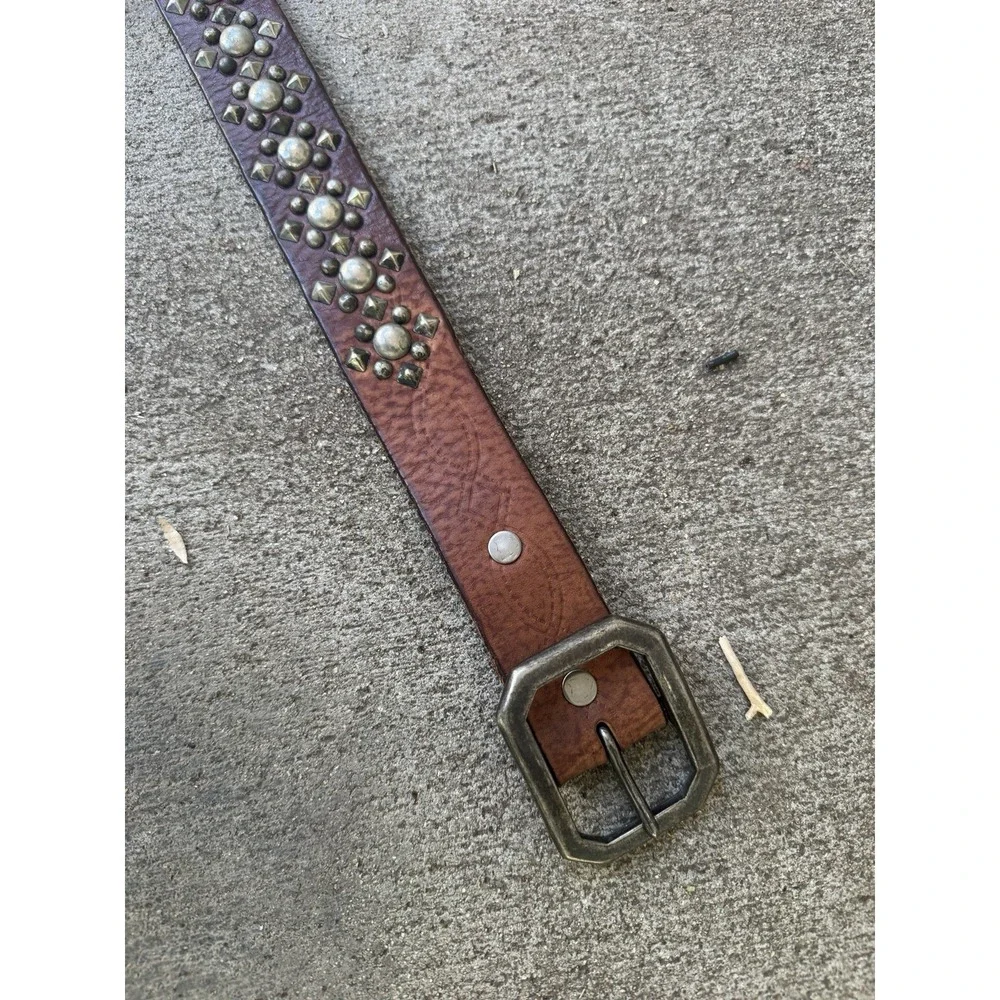 HTC Leather Belt Studded Brown Size 42 Rockabilly 40s 50s Vintage Style